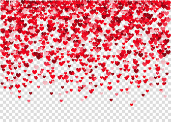 Valentine's  day background with  red flying  heart  confetti.