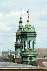 Fototapeta premium Mons, Belgium. Details of the Hotel de Ville (town hall)