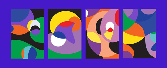 Obraz premium Vector Abstract Colorful Geometric and Curvy pattern background illustration. Set of Abstract Tribal Ethnic background for Cover, Poster, and print in Eps 10