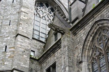 Mons, Belgium. The Saint Waltrude Collegiate Church (Collegiale Sainte-Waudru), a major Bravantine Gothic landmark and most important church in the Belgian city of Mons