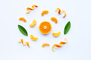 High vitamin C, Fresh orange citrus fruit on white