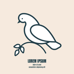 Dove decorative element. Symbol of peace and health care.