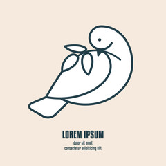 Gentle dove with olive branch decorative element.