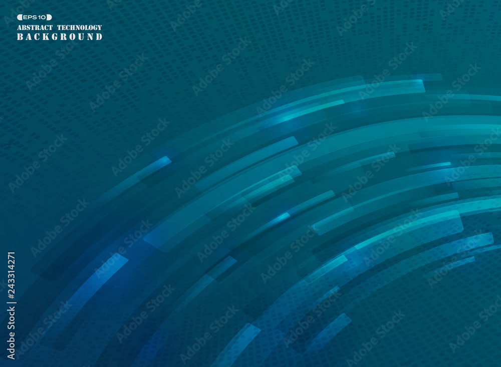 Poster abstract futuristic stripe line pattern of gradient blue digital.