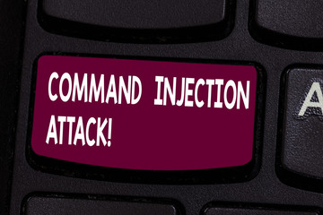 Text sign showing Comanalysisd Injection Attack. Conceptual photo execution of arbitrary...