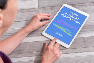Train internet reservation concept on a tablet