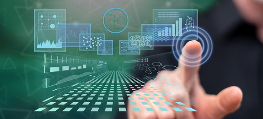 Man touching a business digital interface concept