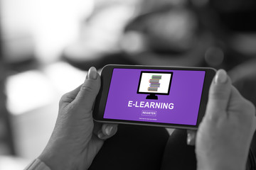E-learning concept on a smartphone