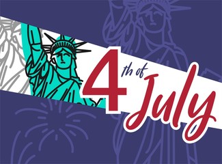 happy 4th of july with liberty illustration