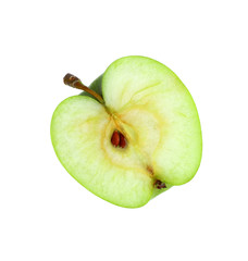Green apple slice isolated on white background