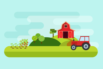 Obraz na płótnie Canvas Agriculture and Farming. Rural landscape. Vector illustration.