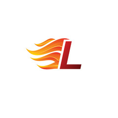 Fire Hot L Letter Logo On White Background