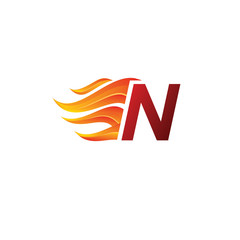 Obraz premium Fire Hot N Letter Logo On White Background