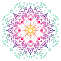 Decorative colored mandala_in peach and green colors