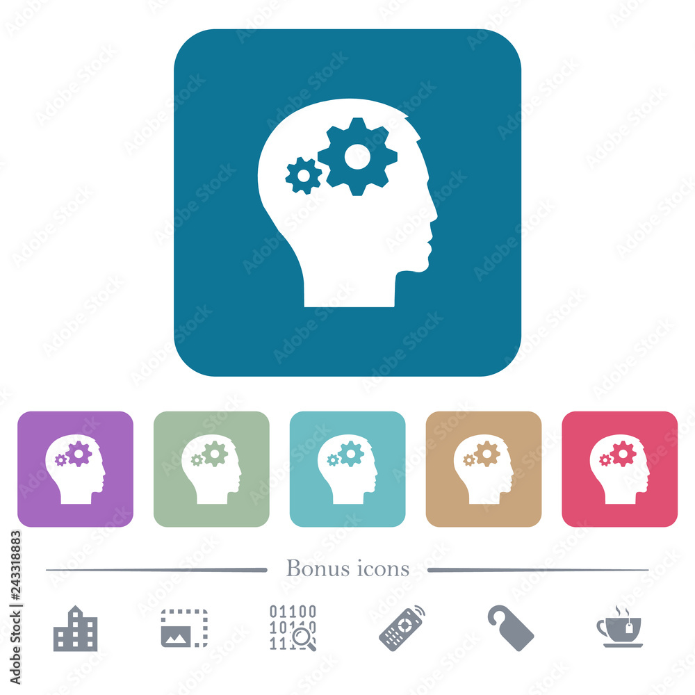 Aufkleber user settings flat icons on color rounded square backgrounds