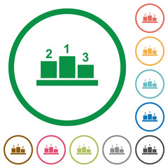 Winners podium with outside numbers flat icons with outlines