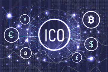 Ico Bitcoin and Connected Currencies Set Vector
