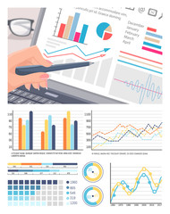 Infographics on Laptop Screen, Analysis of Data