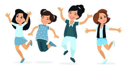 Happy school multiracial children