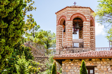 Kalambaka, Greece - June 10, 2018: A group of Orthodox monasteries Meteora, near the town of...