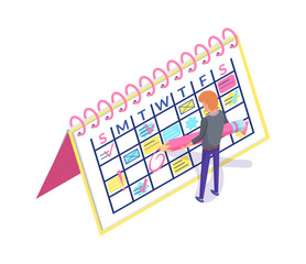 Calendar Planner and Man Creating Appointment