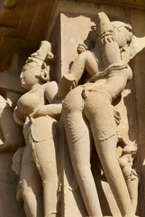 Erotic sculptures at Vishvanatha Temple at the  Western temples of Khajuraho in Madhya Pradesh,...
