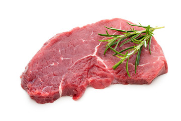Fresh raw beef steak isolated on white.