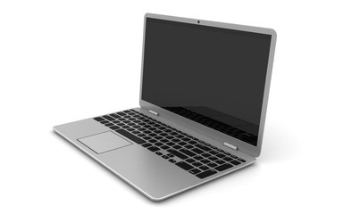 Laptop with digital blank screen isolated on white background, 3d rendering