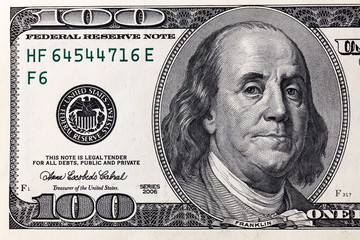 part of old 100 dollar banknote
