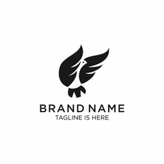 Silhouette of bird dove phoenix eagle logo design