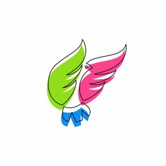 Silhouette of bird dove phoenix eagle in linear style logo design