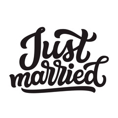 Just married. Hand drawn text