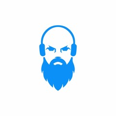 Silhouette of beard man with headphone vector illustration