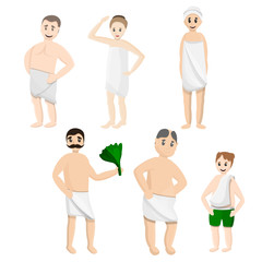 Bath towel icons set. Cartoon set of bath towel vector icons for web design