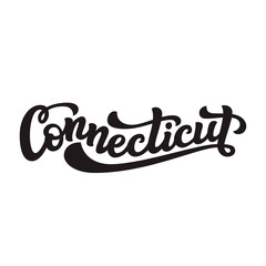Connecticut. Hand drawn lettering text