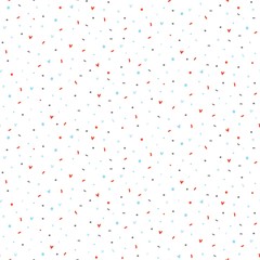 Vector seamless pattern with dots and hearts. Cute background for baby.