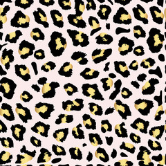 Seamless gold leopard print. Vector pattern, texture, background
