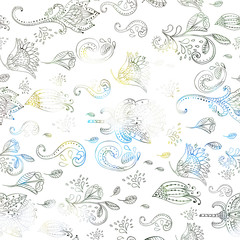 Fototapeta na wymiar Pattern surface design on white background flowers in line style.