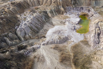 Industrial mining landscape from a drone, aerials