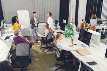 professional young multiracial business people working together in open space office