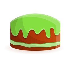 Green cake birthday icon. Cartoon of green cake birthday vector icon for web design isolated on white background