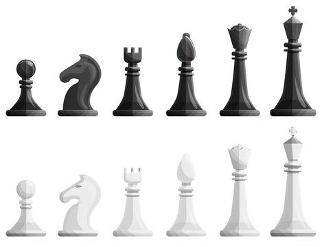 Chess icons set. Cartoon set of chess vector icons for web design
