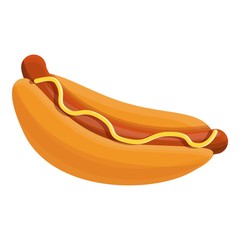 Unhealthy hot dog icon. Cartoon of unhealthy hot dog vector icon for web design isolated on white background
