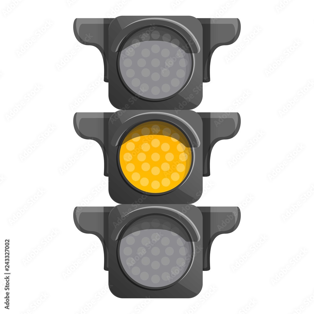 Poster crossroad semaphore yellow light icon. cartoon of crossroad semaphore yellow light vector icon for w