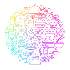 Fast Food Line Icon Circle Design