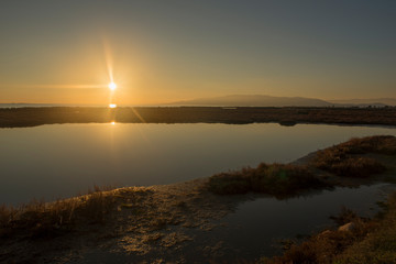 Sunset on the coast of the ebre delta