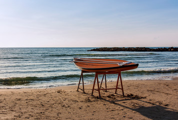evening beach at sunset in a contoured light
