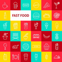 Vector Fast Food Line Icons
