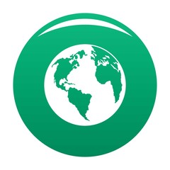 Continent on planet icon. Simple illustration of continent on planet vector icon for any design green