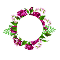 Card with floral illustration.